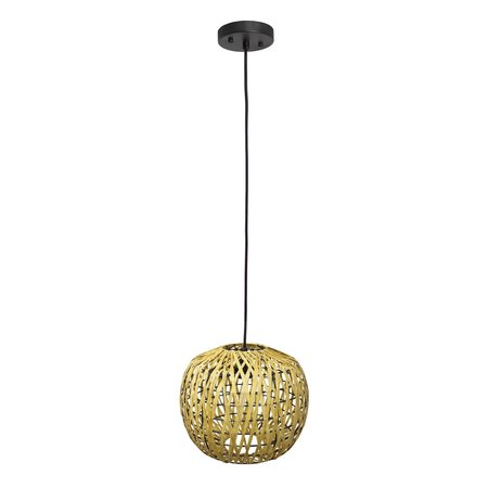 Lalia Home 1-Light 11.38" Bohemian Farmhouse Coastal Woven Paper Shade Pendant, Natural LHP-3008-NA